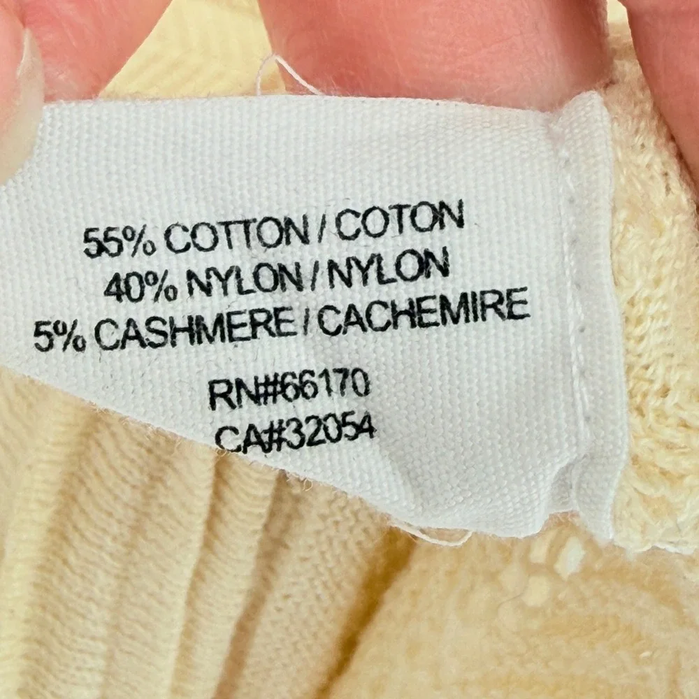 Anthropologie Guinevere Cardigan Women Medium Cream Pointelle Bohemian Cottage